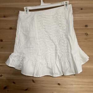 White Mini Skirt With Ruffles